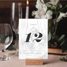 Classic Rustic Woodgrain Wedding Table Number Card