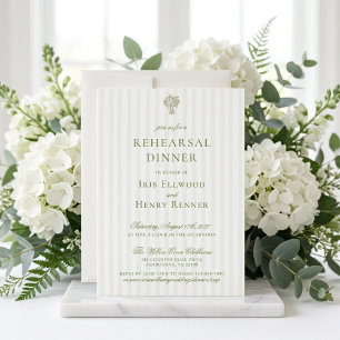 Classic Sage Green & Beige Rehearsal Dinner Invitation