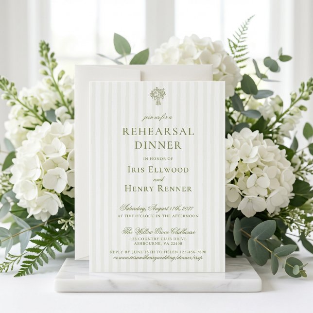 Classic Sage Green & Beige Rehearsal Dinner Invitation (Creator Uploaded)