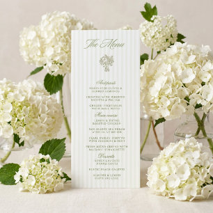 Classic Sage Green & Beige Striped Wedding Menu