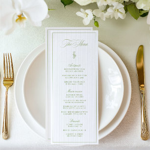 Classic Sage Green & Beige Striped Wedding Menu