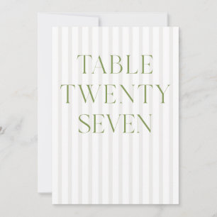 Classic Sage Green & Beige Wedding 27 Table Number