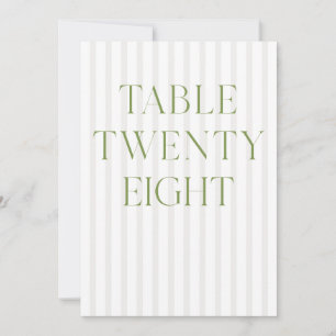 Classic Sage Green & Beige Wedding 28 Table Number