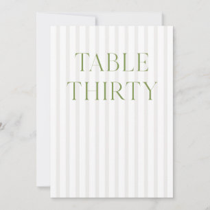 Classic Sage Green & Beige Wedding 30 Table Number