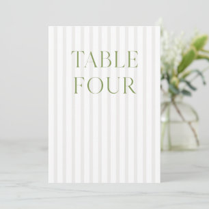Classic Sage Green & Beige Wedding Table Number