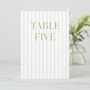 Classic Sage Green & Beige Wedding Table Number