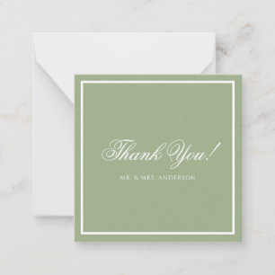 Classic Sage Green Border Script Wedding Thank You Card
