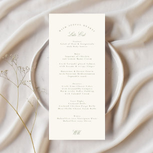 Classic Sage Green Calligraphy Formal Wedding Menu
