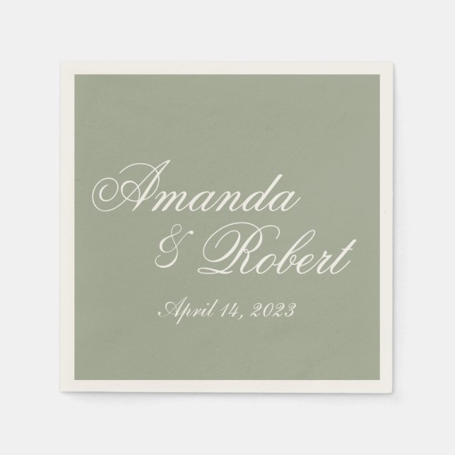 Classic Sage Green Custom Wedding Paper Napkin (Front)