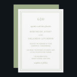 Classic Sage Green Elegant Wedding Invitation<br><div class="desc">Classic style sage green wedding invitation featuring a simple and minimal design with your monogram at the top and your event details surrounded by a double border.  The fonts alternate between and elegant script,  a traditional serif and minimalist sans serif fonts.  This invitation is great for a formal wedding.</div>