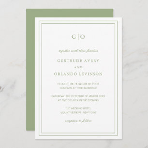 Classic Sage Green Elegant Wedding Invitation