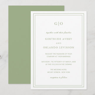Classic Sage Green Elegant Wedding Invitation