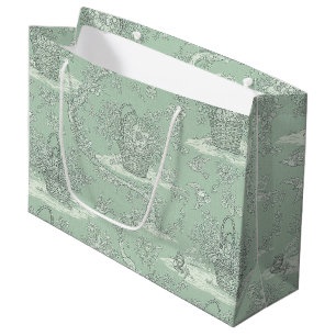 Classic Sage Green Floral Bouquet Pattern Large Gift Bag