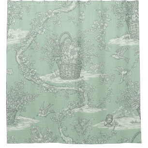 Classic Sage Green Floral Bouquet Pattern Shower Curtain