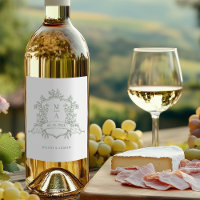 Classic Sage Green Floral Crest Monograms Wedding