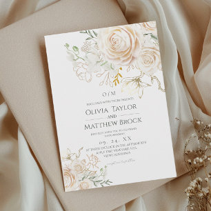 Classic Sage Green Floral Garden Wedding Invitation