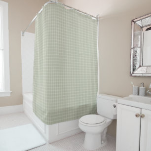 Classic Sage Green Gingham Farmhouse Cottagecore Shower Curtain