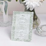 Classic Sage Green Landscape Toile Wedding Menu<br><div class="desc">This elegant pattern features a classical landscape scene with stone steps of an ancient temple,  columns,  urns,  greenery and trees in subdued light and dark sage green tones. Includes an opaque label element with a thin border (the level of opacity can be customized in the design editor).</div>