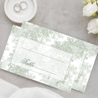 Classic Sage Green Landscape Toile Wedding Place Card
