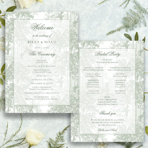 Classic Sage Green Landscape Toile Wedding Programme