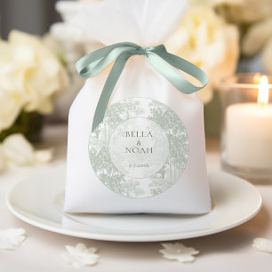Classic Sage Green Landscape Toile Wedding Round Sticker