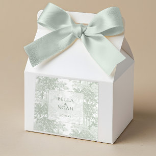 Classic Sage Green Landscape Toile Wedding Square Sticker