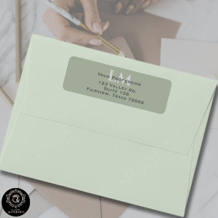 Classic Sage Green Monogram Branding Address 