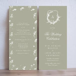 classic sage green monogram crest wedding programme<br><div class="desc">This is a rack card for the wedding ceremony program for a classic romantic outdoor,  garden-inspired wedding or just a simply love florals and botanicals with its clean,  classic element of design elegance and text typography by Phrosne Ras Design. 
This invite is part of a unique suite and collection.</div>
