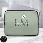 Classic Sage Green Monogram Tech Style  Laptop Sleeve<br><div class="desc">A refined sage green monogram design created for professionals and design-conscious users who appreciate clean, classic style. This minimalist aesthetic adds a polished touch to everyday electronics while reflecting understated luxury. Ideal for personal branding, office organization, creative workspaces, and thoughtful gifting, the elegant monogram detail offers a timeless way to...</div>