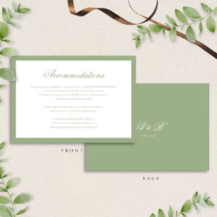 Classic Sage Green Monogram Wedding Accommodation Enclosure Card