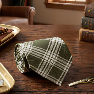 Classic Sage Green Plaid Tie