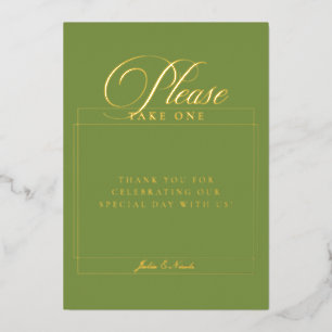 Classic Sage Green Please Take One Wedding Sign