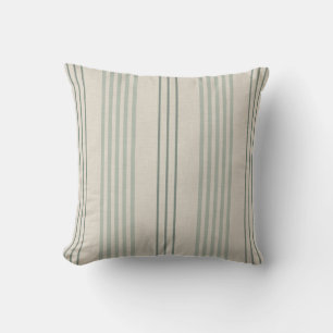 Classic Sage Green Ticking Stripe Pattern Cushion