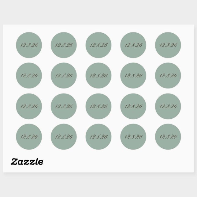 Classic Sage Green Wedding Envelope Seals (Sheet)