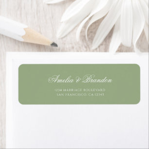 Classic Sage Green & White Script Wedding Address