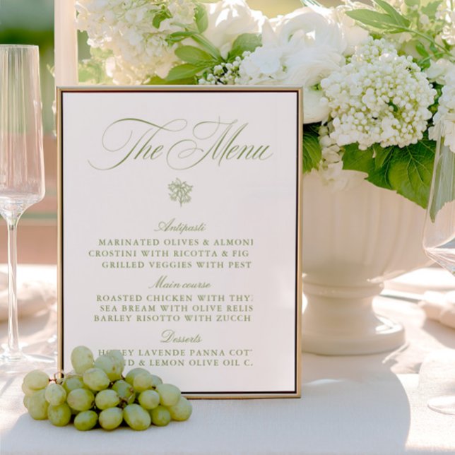 Classic Sage Green & White Wedding Menu (Classic Sage Green & White Wedding Menu)