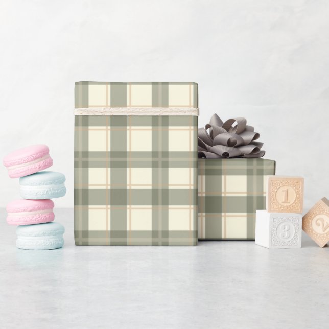 Classic Sage Tartan Wrapping Paper (Baby Shower)