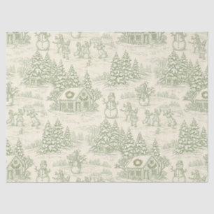 Classic Sage Winter Countryside Toile Pattern Tissue Paper