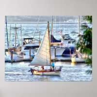 Classic Sailboat Sailing into Port Hadlock Marina