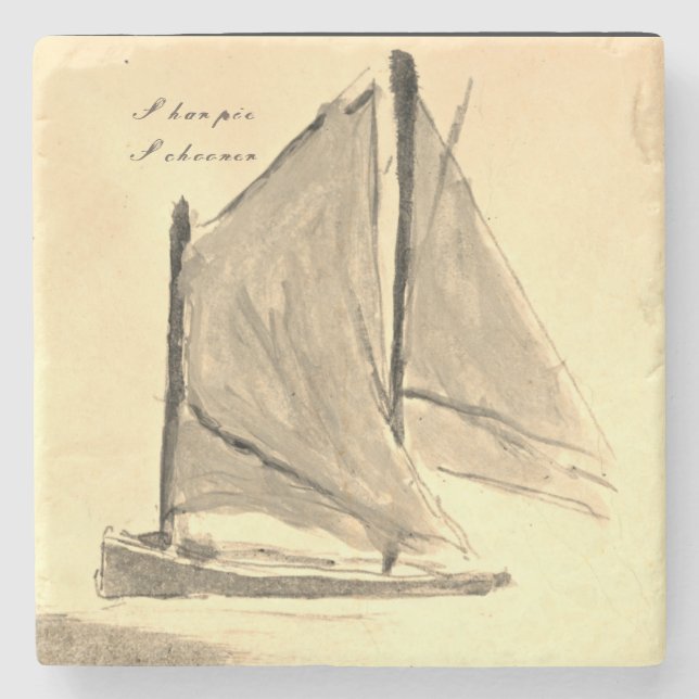 Classic Sailboat  -  Stone Coaster (Front)