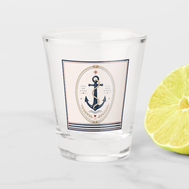 Classic Sailorcore Nautical Shot Glass (Front)