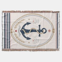 Classic Sailorcore Nautical Throw Blanket