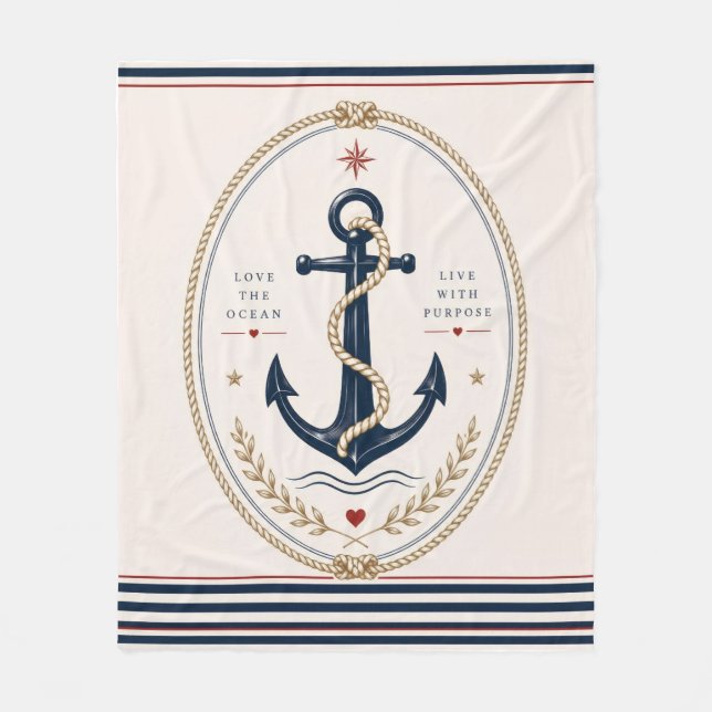 Classic Sailorcore Nautical Throw Blanket (Front)
