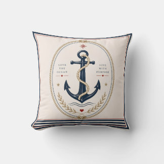 Classic Sailorcore Nautical Throw Blanket Cushion