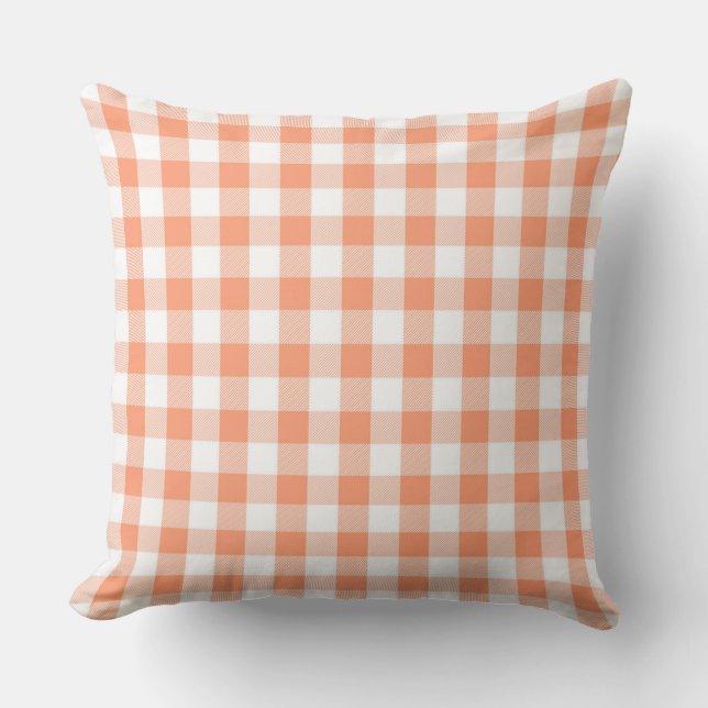 Classic Salmon Gingham Pattern Throw Pillow (Front)