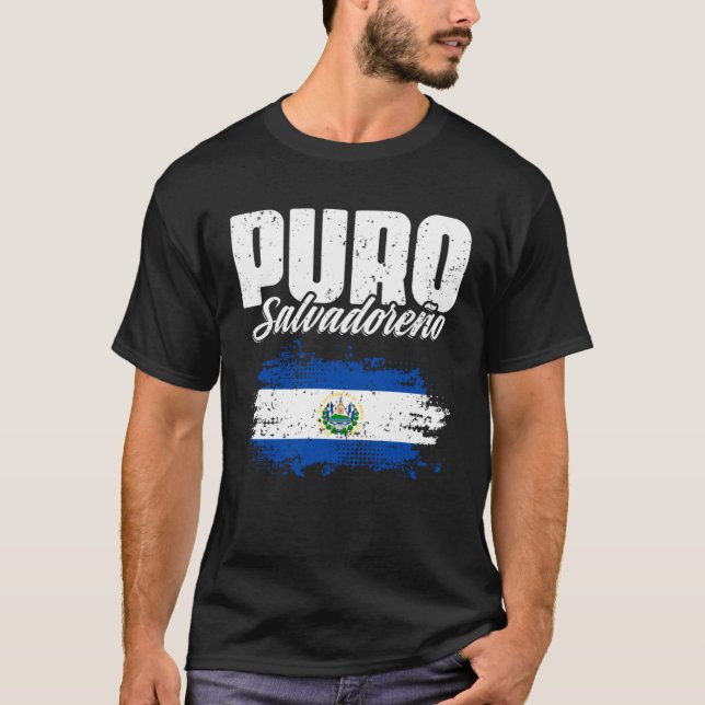 Classic Salvadorian Flag Puro Salvadoreño El Salva T-Shirt (Front)