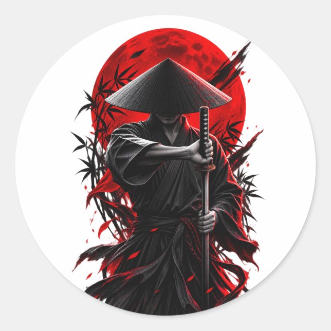 Classic Samurai Round Stickers (Front)
