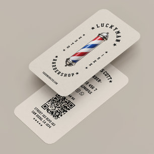 Classic Sand Red White Blue Barber Pole Barbershop Business Card