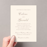 Classic Sandy Neutral Elegant Wedding Acrylic Invitations<br><div class="desc">Classic wedding invitations featuring a simple and timeless design with elegant script and traditional serif fonts.</div>