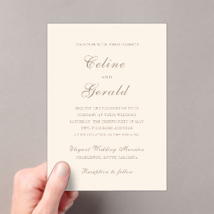 Classic Sandy Neutral Elegant Wedding Acrylic Invitations